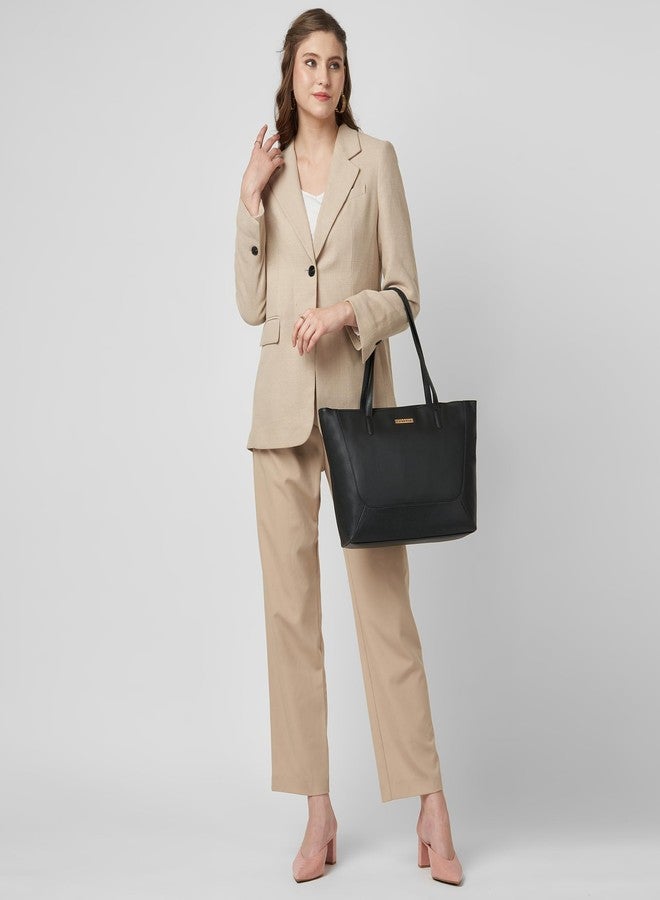 كابريس حقيبة حمل كبيرة من كابريس يوركي، مناسبة لأجهزة الكمبيوتر المحمولة مقاس 14 بوصة، للنساء | أنيقة ومتينة وواسعة مع جيوب متعددة وجيب خلفي بسحاب للعمل والسفر والاستخدام اليومي (أسود) - Image 3